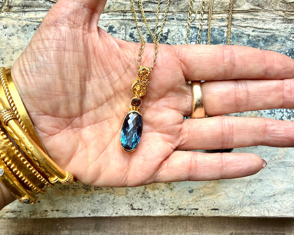 Blue Green Spinel + Alexandrite Chrysoberyl Fine Vibrational Gemstone Pendant