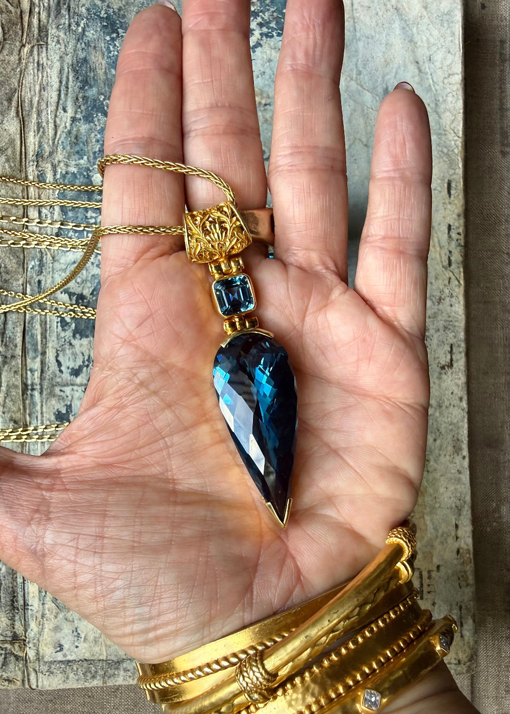 Blue Green Spinel Fine Vibrational Gemstone Pendant