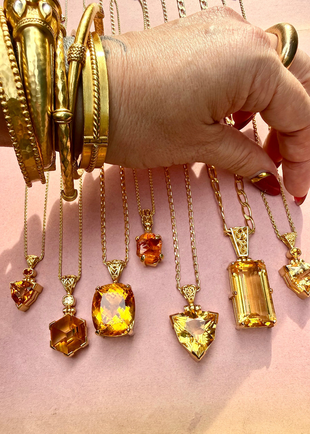 Citrine + Orange Sapphire Fine Vibrational Gemstone Pendant