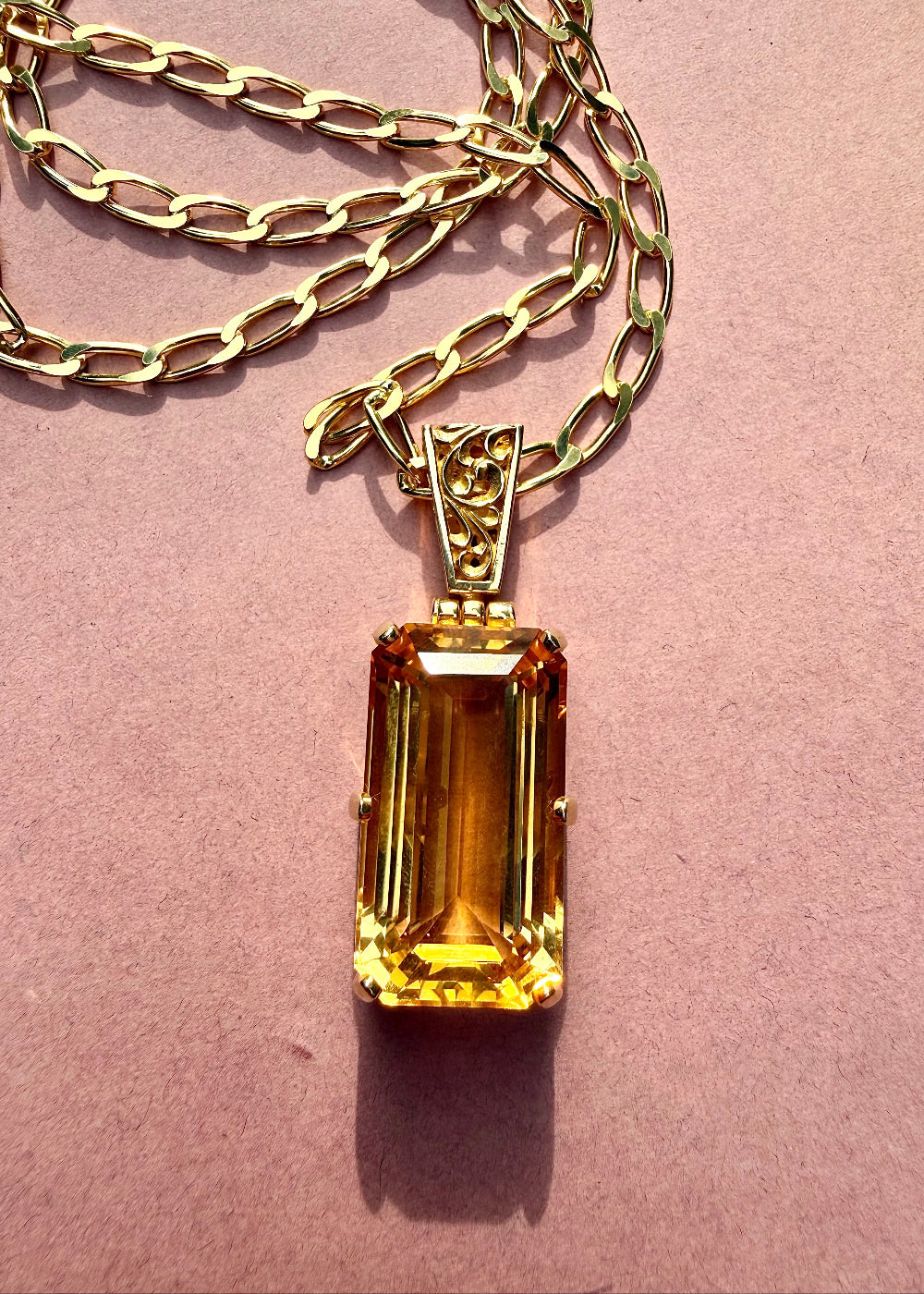 Large Citrine Fine Vibrational Gemstone Pendant