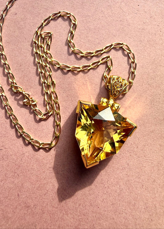 Citrine Trillion Fine Vibrational Gemstone Pendant