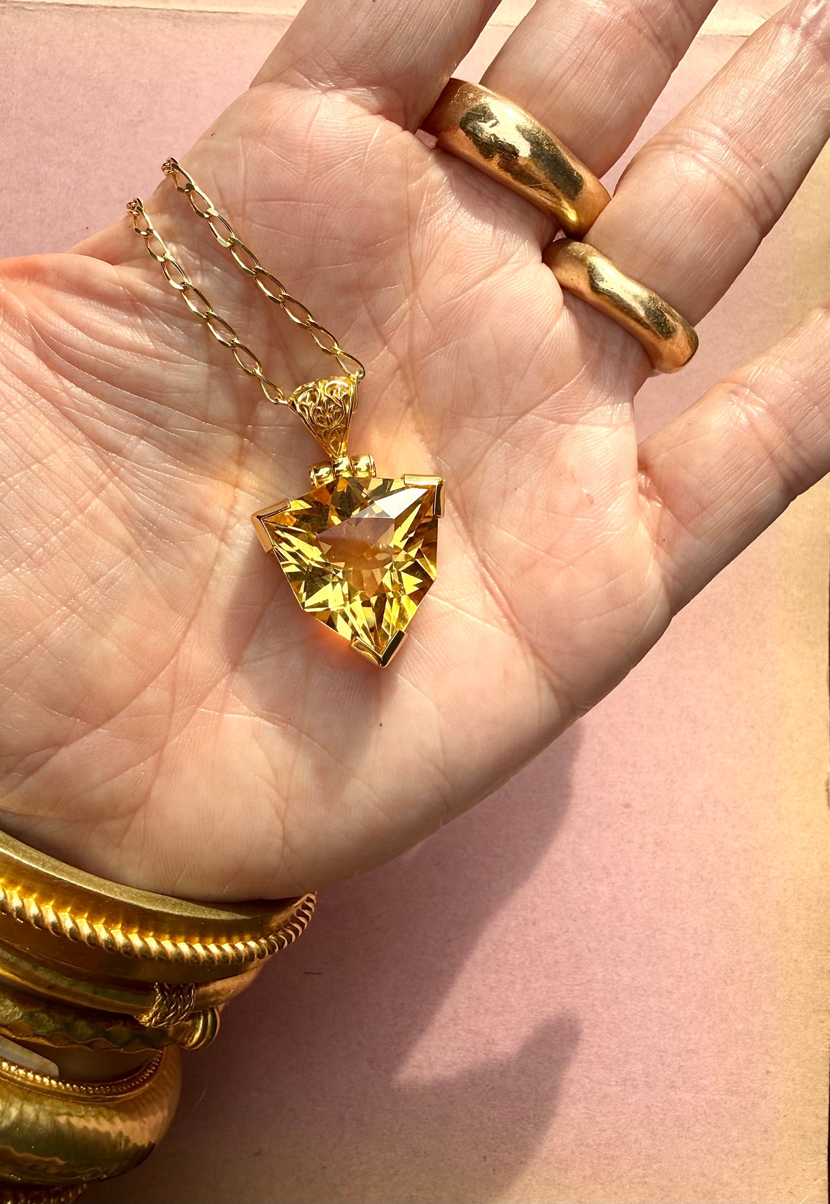 Citrine Trillion Fine Vibrational Gemstone Pendant