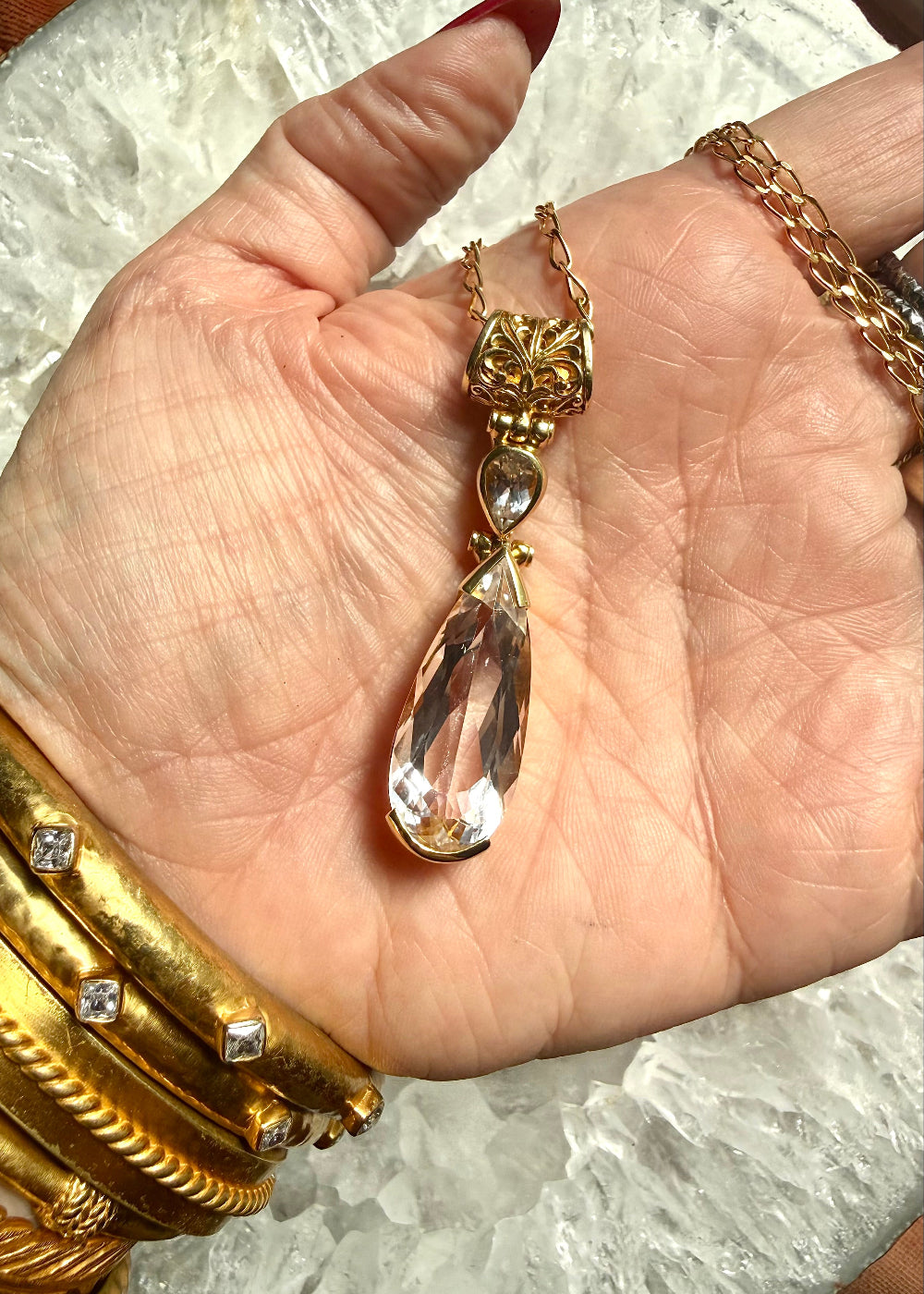 Goshenite + Phenakite Fine Vibrational Gemstone Pendant