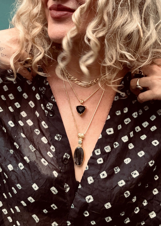 Black Spinel Fine Vibrational Gemstone Pendant
