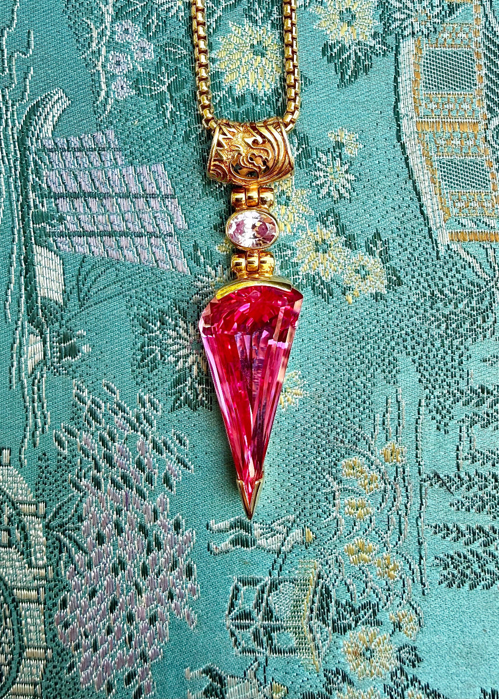 Shasta Pink Sapphire + Pink Sapphire Fine Vibrational Gemstone Pendant