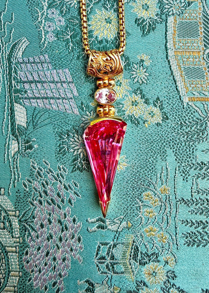 Shasta Pink Sapphire + Pink Sapphire Fine Vibrational Gemstone Pendant