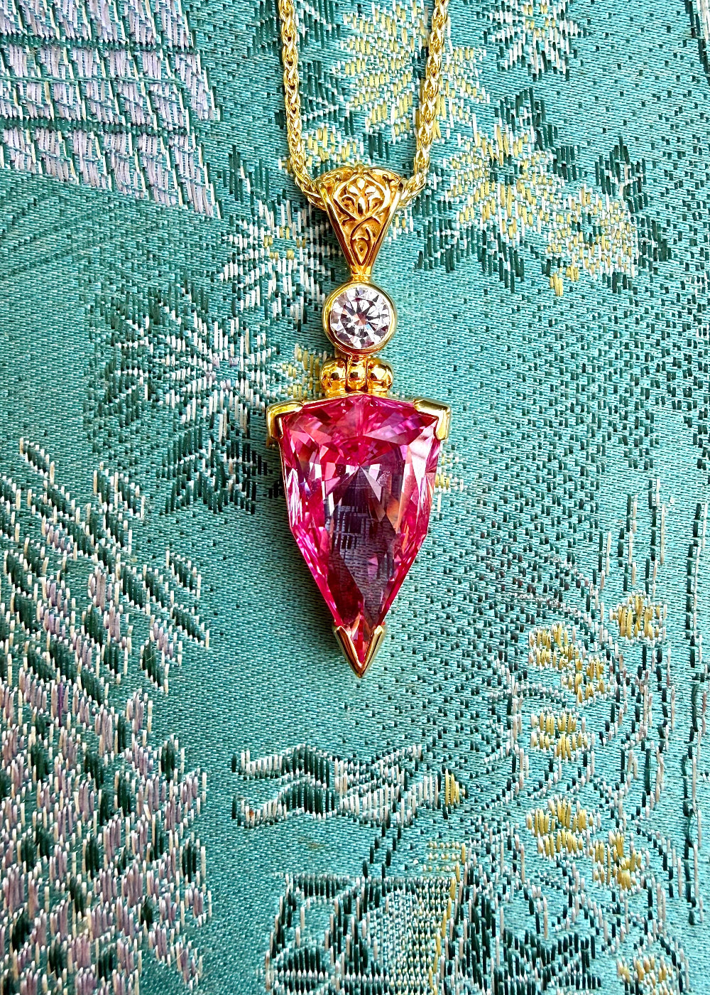 Shasta Pink Sapphire + Pink Moissanite Fine Vibrational Gemstone Pendant