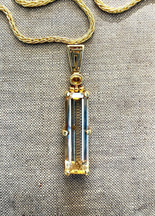 Scapolite + Yellow Sapphire, Fine Vibrational Gemstone Pendant