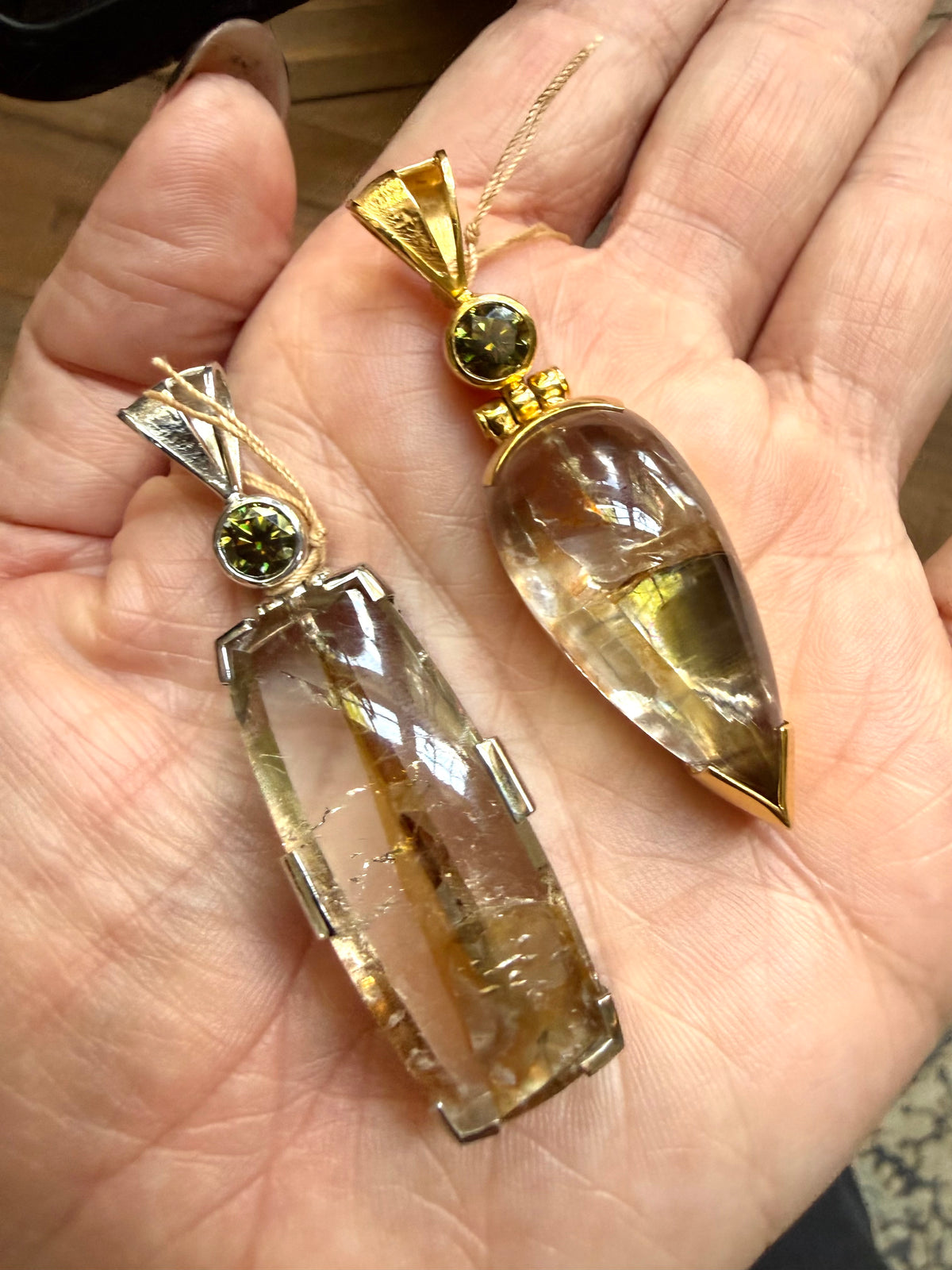 Biotite Quartz + Black Moissanite Vibrational Gemstone Pendant