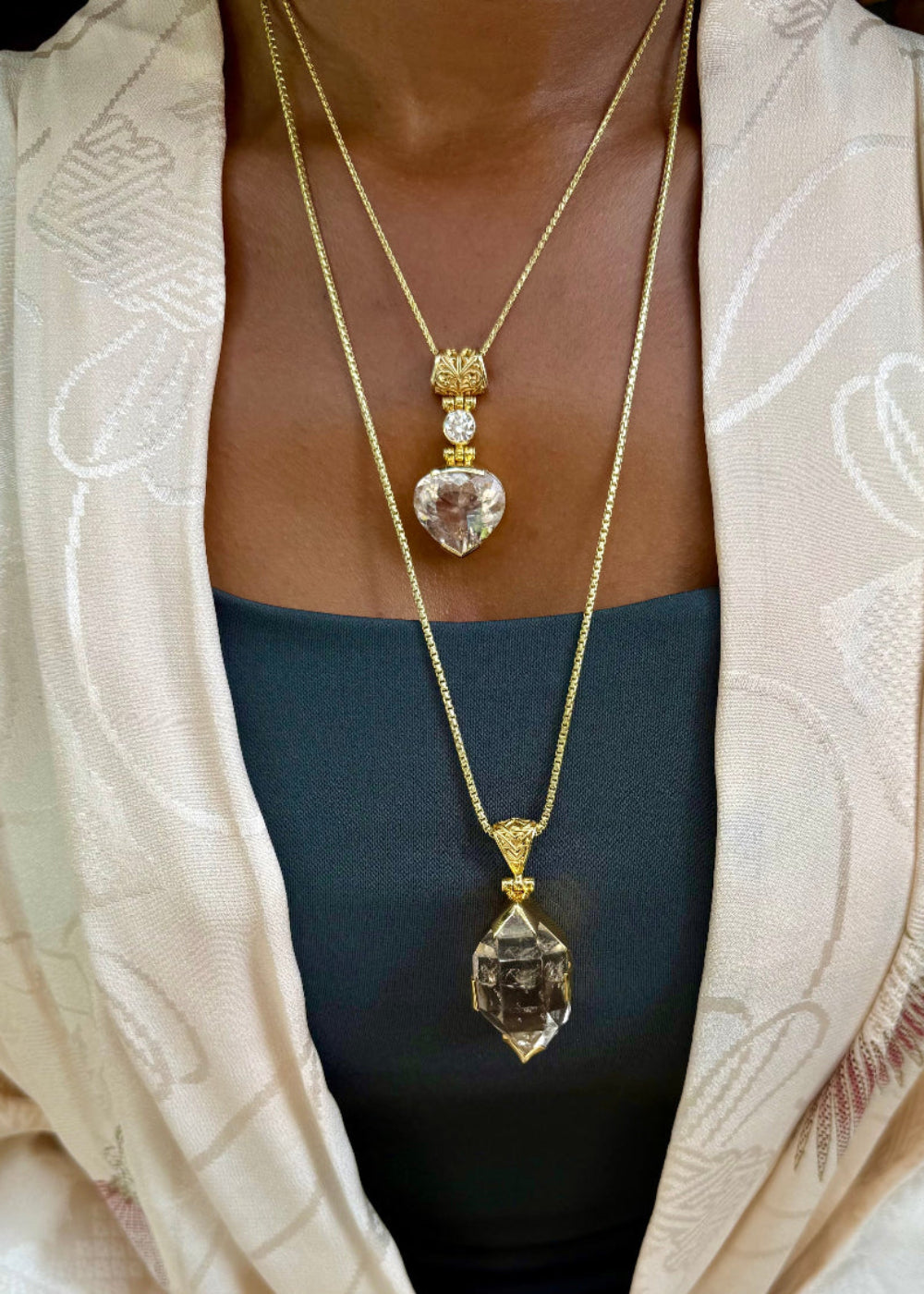 XL Herkimer Diamond Quartz Fine Vibrational Gemstone Pendant