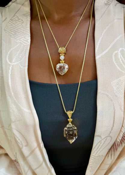 Pink Obsidian + Pink Moissanite Vibrational Gemstone Pendant