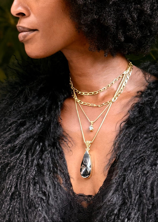 Large Midnight Mystic Teardrop/ Yin Yang Cut, Fine Vibrational Gemstone Pendant