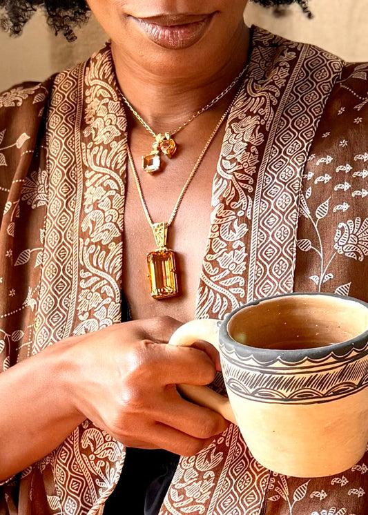 Large Citrine Fine Vibrational Gemstone Pendant