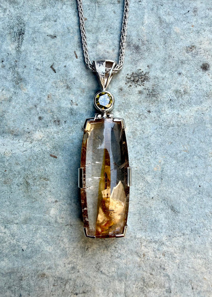 Biotite + Black Moissanite Vibrational Gemstone Pendant