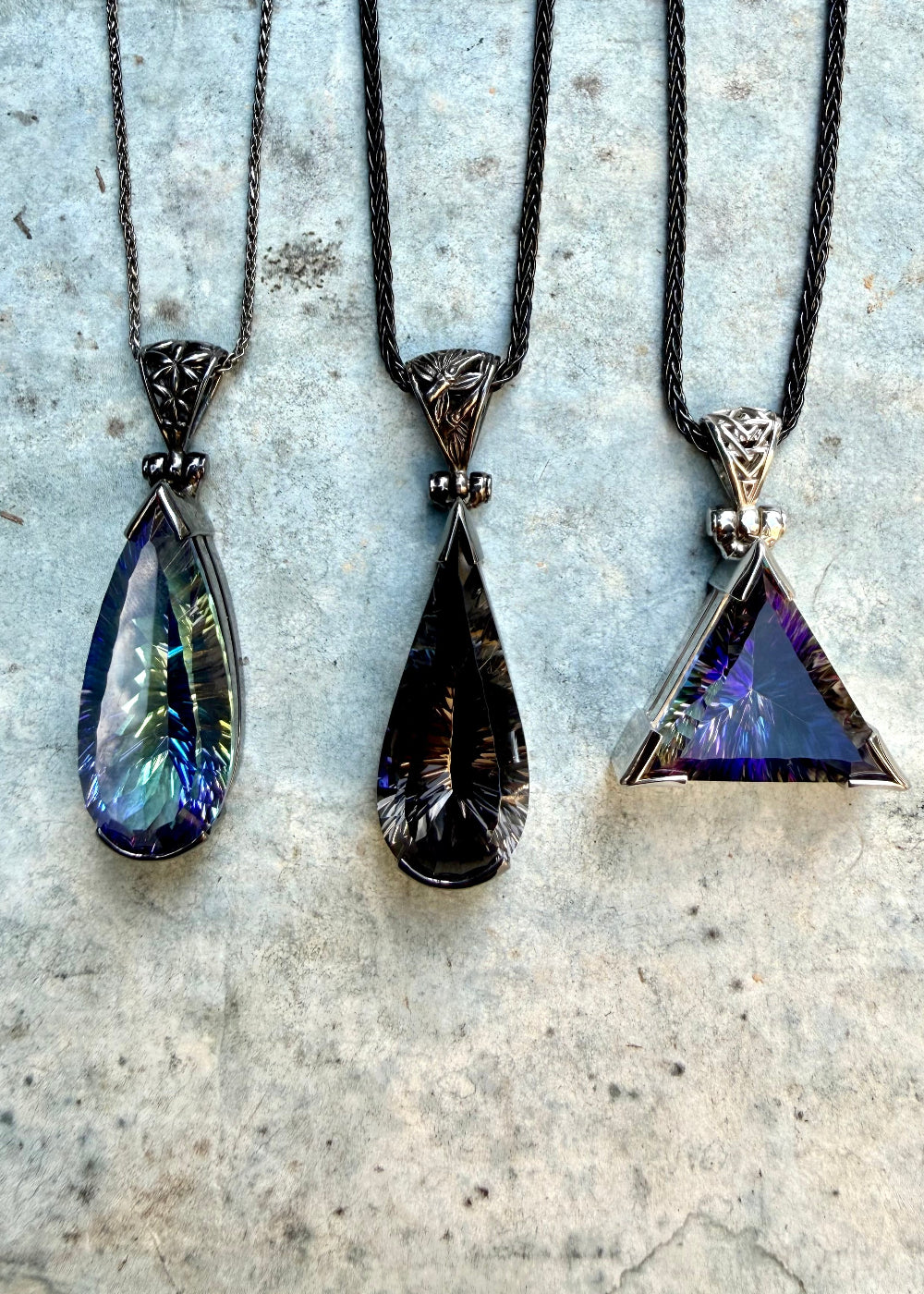 Indigo Warrior Mystic Quartz Pyramid Fine Vibrational Gemstone Pendant
