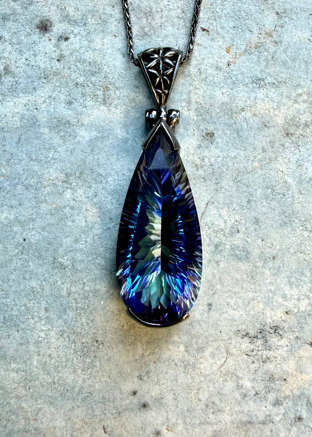 Indigo Warrior Mystic Quartz, Fine Vibrational Gemstone Pendant