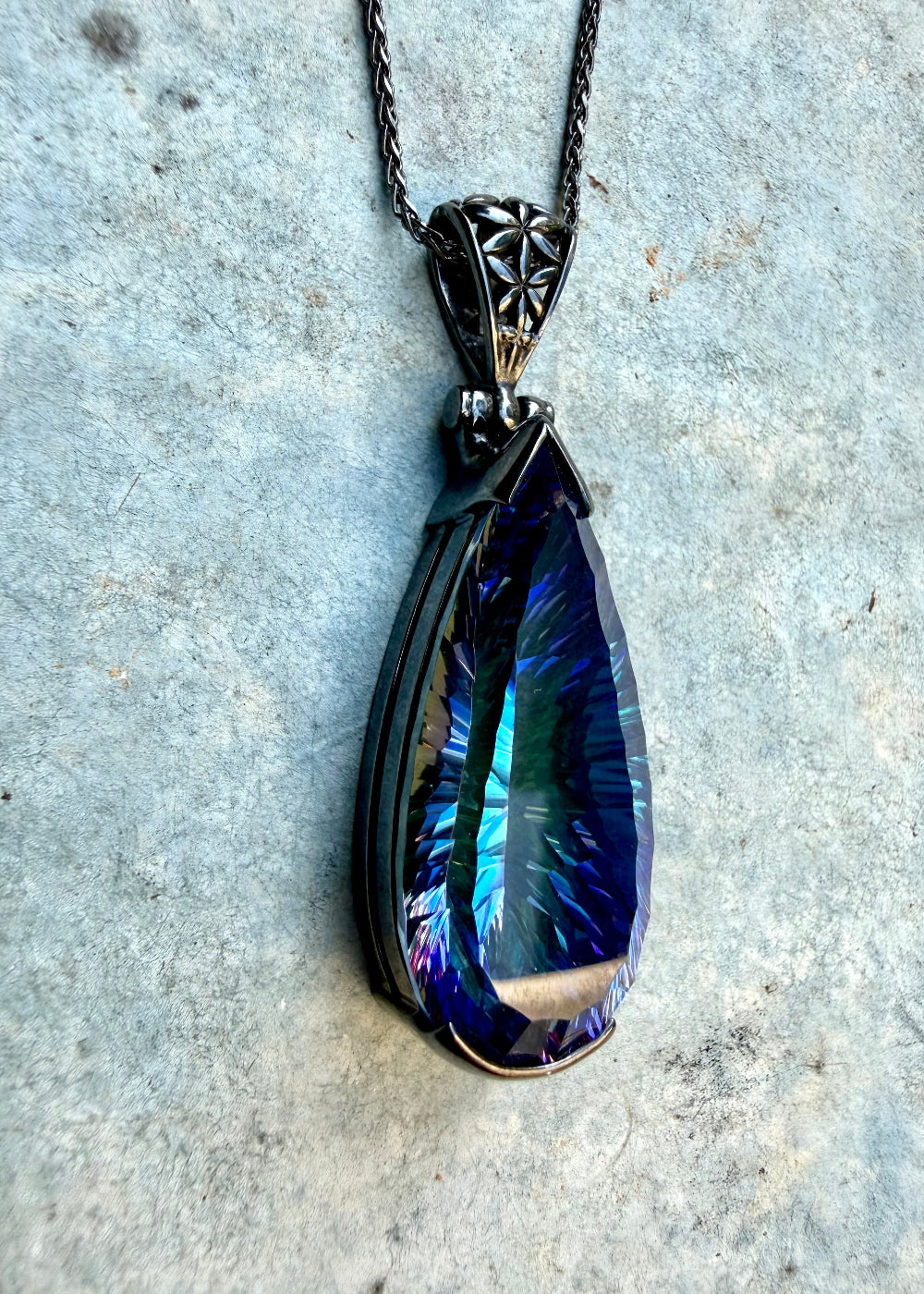 Indigo Warrior Mystic Quartz, Fine Vibrational Gemstone Pendant