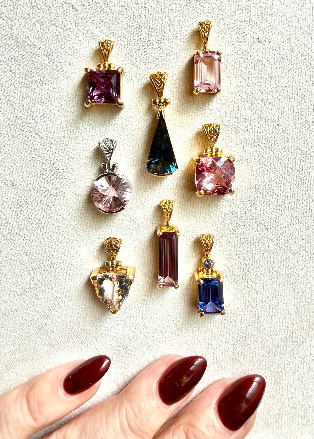 Imperial Pink Sapphire Square Pendant