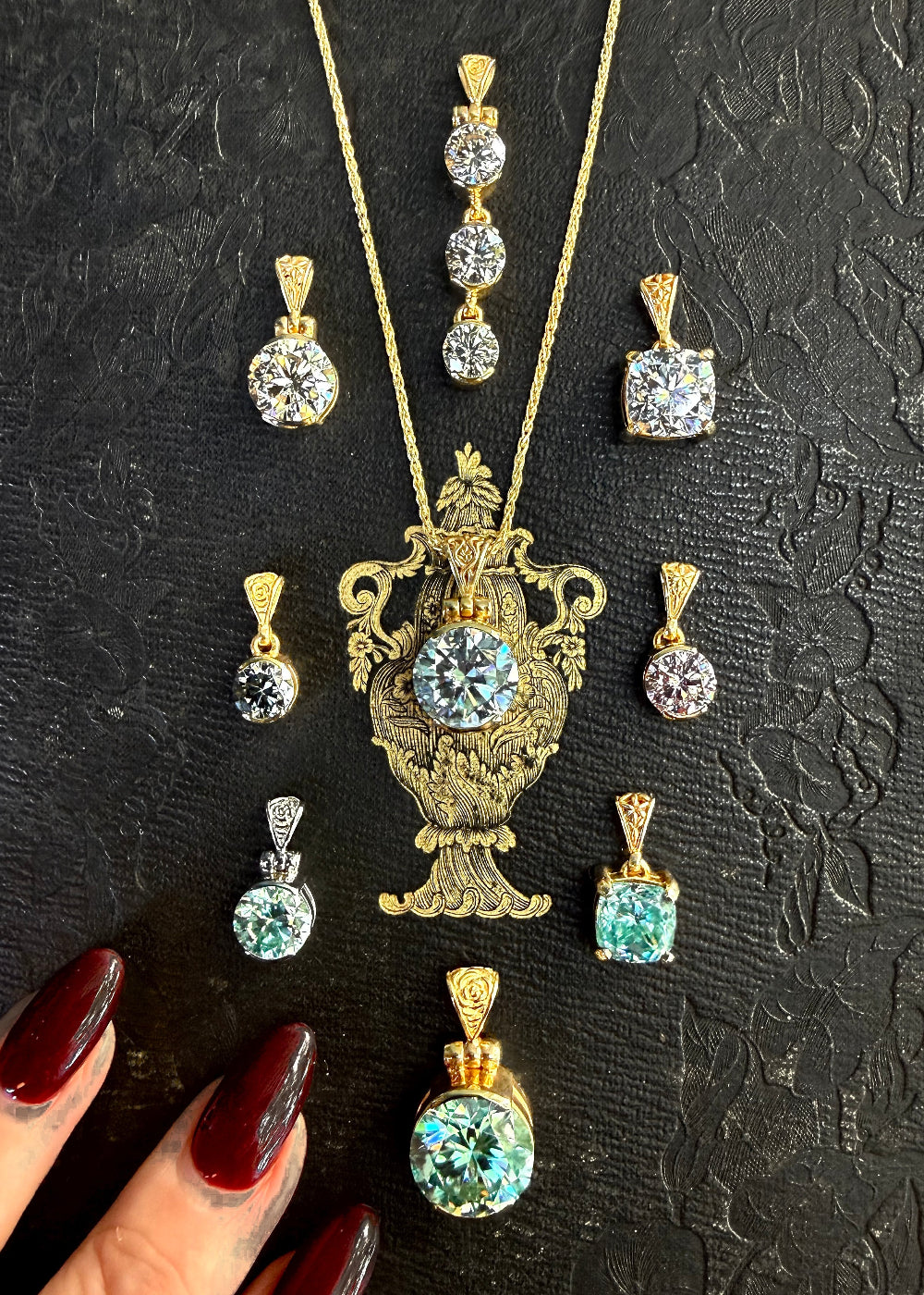 Champagne Moissanite x3 Vibrational Gemstone Pendant