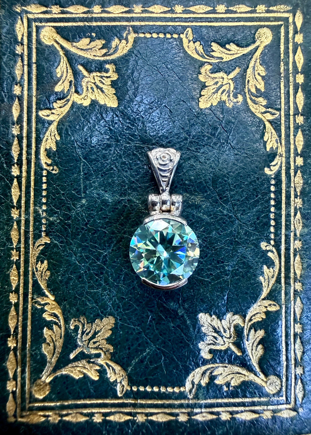 Light Blue Moissanite Fine Vibrational Gemstone Pendant