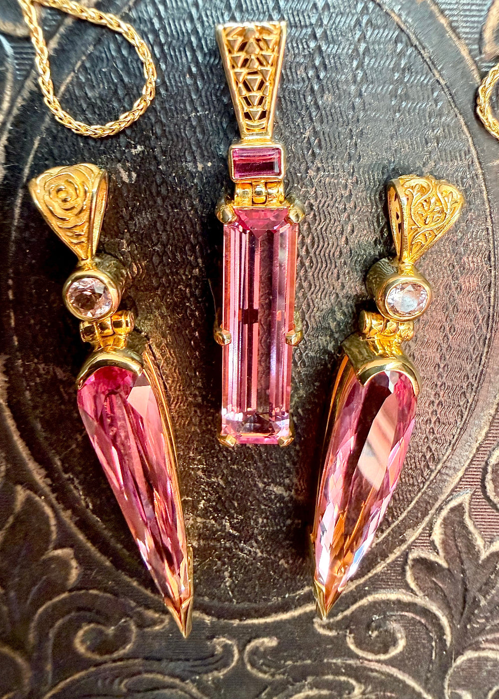Crystalline Pink Beryl + Pink Tourmaline Fine Vibrational Gemstone Pendant