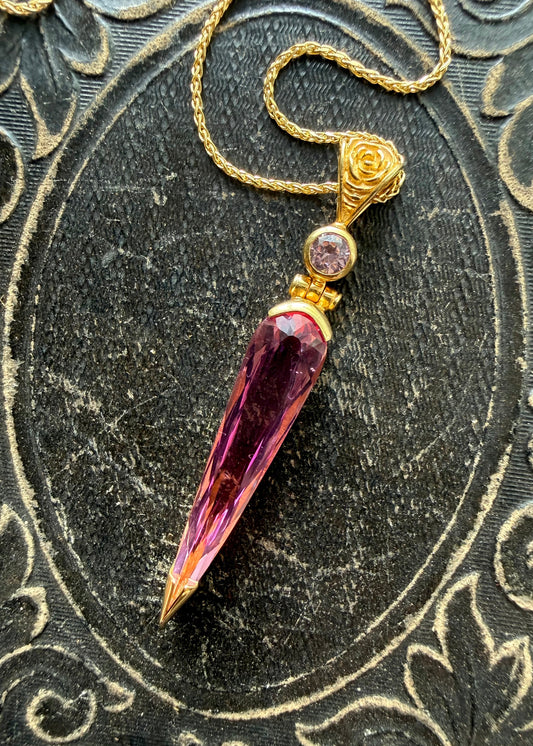 Crystalline Pink Beryl + Pink YAG Garnet Vibrational Gemstone Pendant