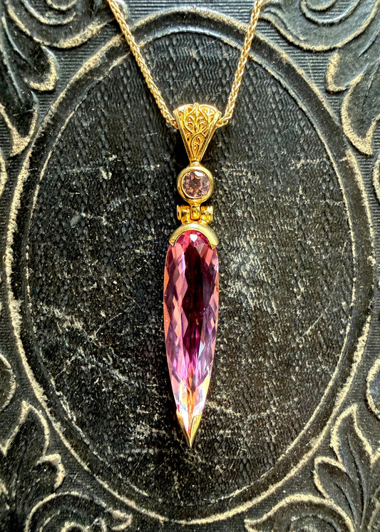 Crystalline Pink Beryl + Pink Sapphire Fine Vibrational Gemstone Pendant