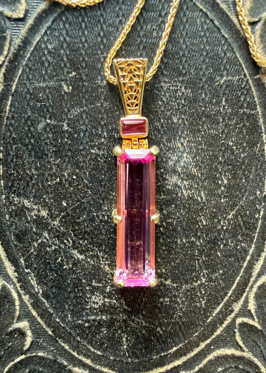 Crystalline Pink Beryl + Pink Tourmaline Fine Vibrational Gemstone Pendant