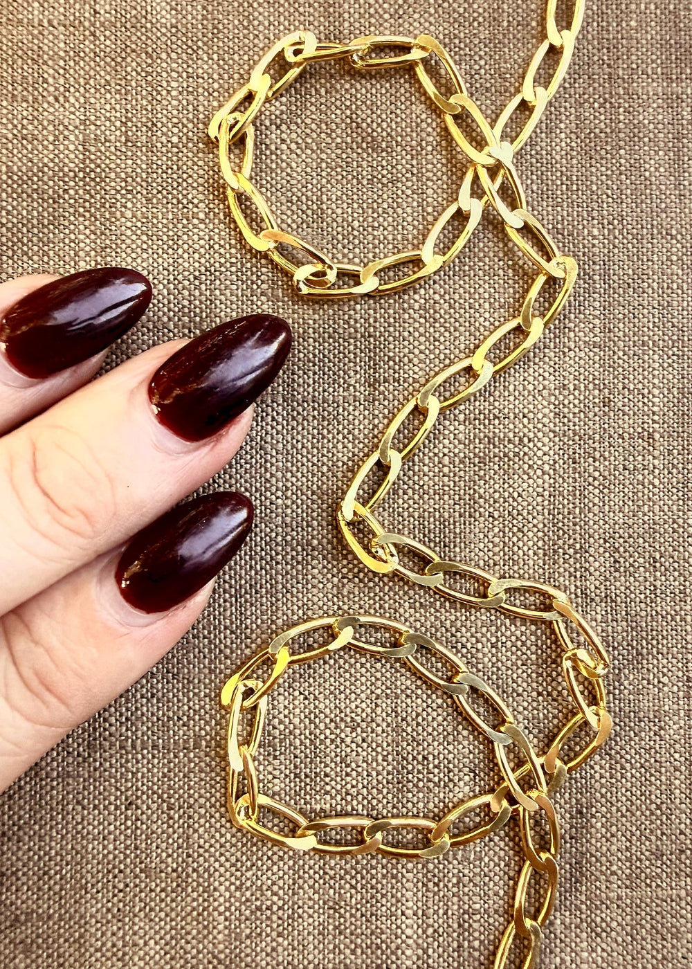 Gold Tone - Adjustable Open Link Sterling Silver w 22K Gold Vermeil Italian Chain