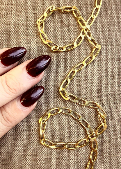 Gold Tone - Adjustable Open Link Sterling Silver w 22K Gold Vermeil Italian Chain NGCH1.2GP