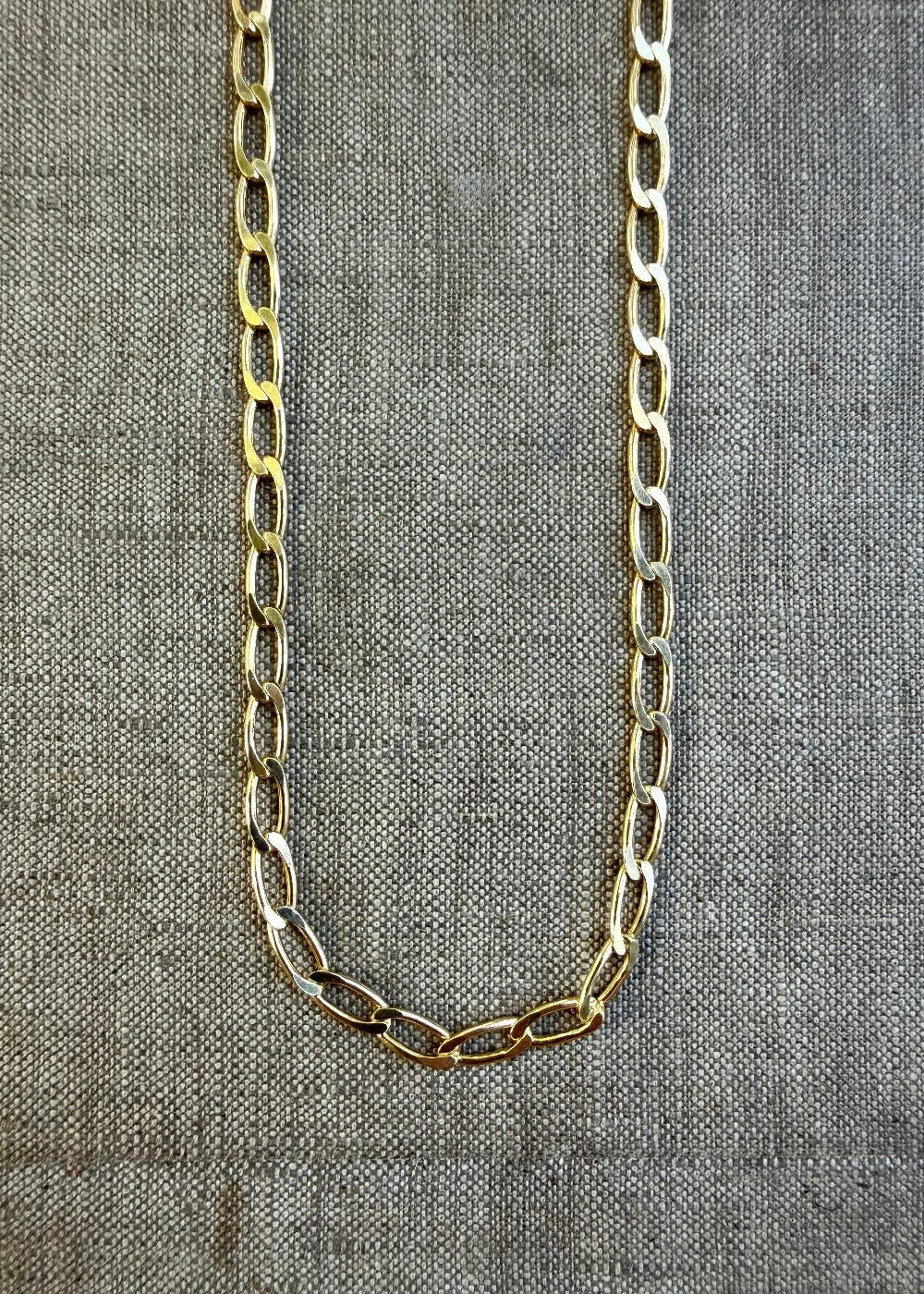 Gold Tone - Adjustable Open Link Sterling Silver w 22K Gold Vermeil Italian Chain