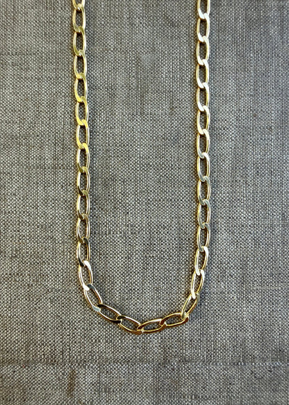 Gold Tone - Adjustable Open Link Sterling Silver w 22K Gold Vermeil Italian Chain NGCH1.2GP