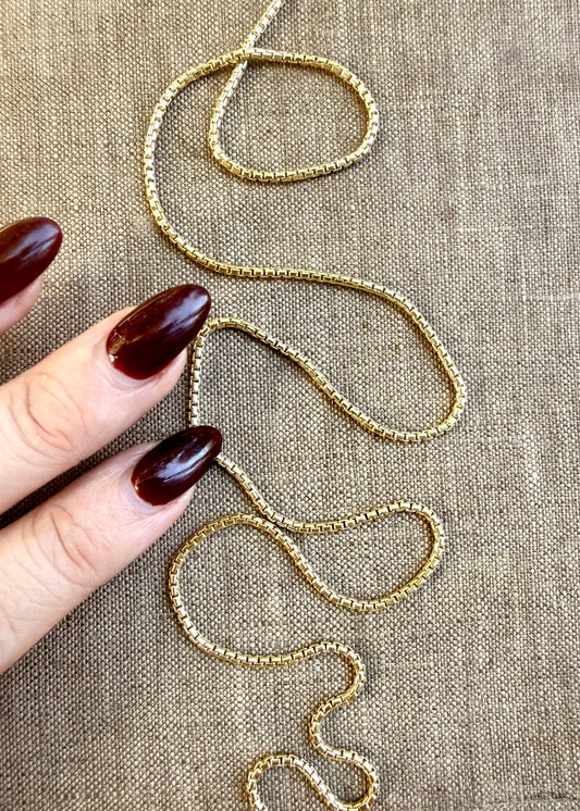 Gold Tone- Sterling Silver + 22K Gold Vermeil Italian Box Chain NVTD032GP