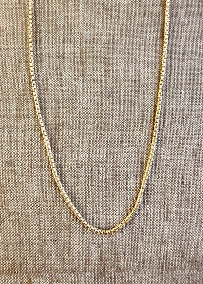 Gold Tone- Sterling Silver + 22K Gold Vermeil Italian Box Chain NVTD032GP