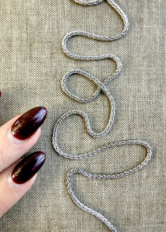 Silver Tone- Sterling Silver + 22K White Rhodium Vermeil Italian Braid Chain NPLM050RH
