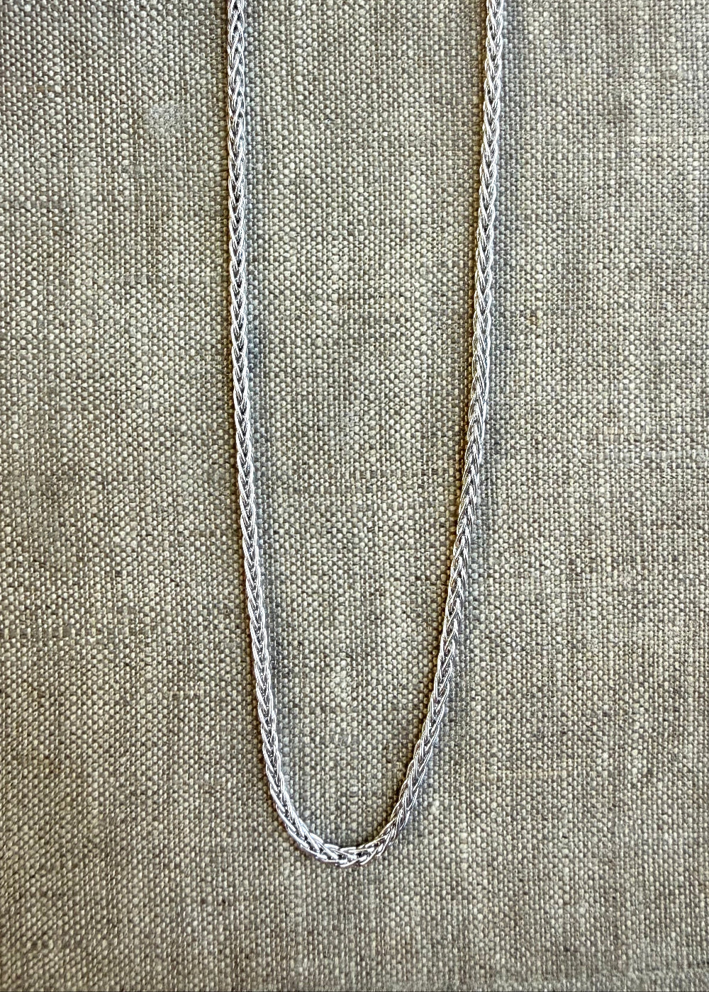 Silver Tone- Sterling Silver + 22K White Rhodium Vermeil Italian Braid Chain NPLM050RH