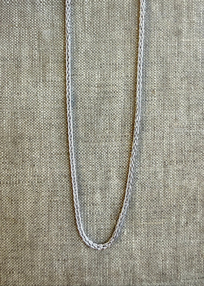 Silver Tone- Sterling Silver + 22K White Rhodium Plating Italian Braid Chain NPLM050RH