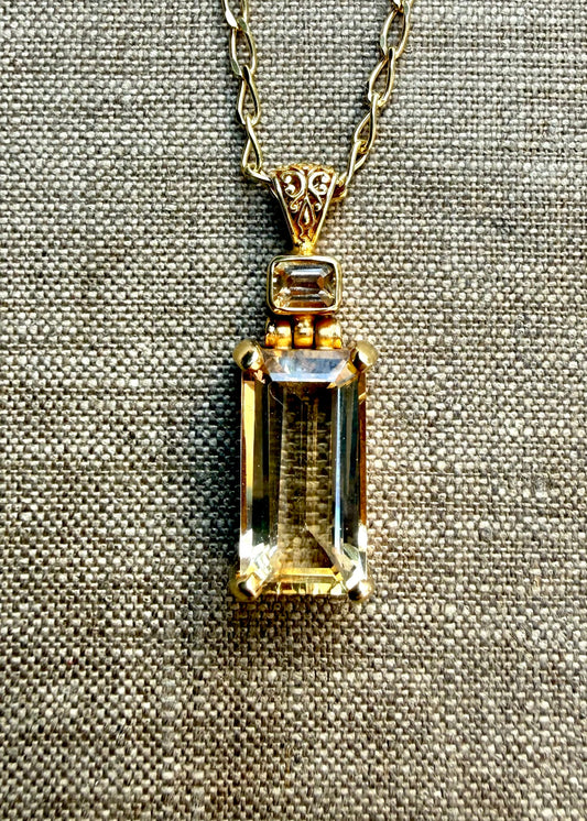 Scapolite + Imperial Topaz Fine Vibrational Gemstone Pendant