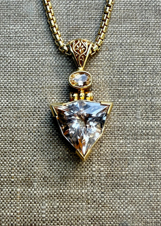 Scapolite + Imperial Topaz Fine Vibrational Gemstone Pendant