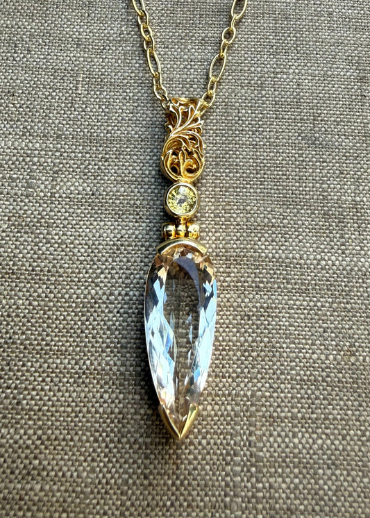 Scapolite + Natural Yellow Sapphire Vibrational Gemstone Pendant