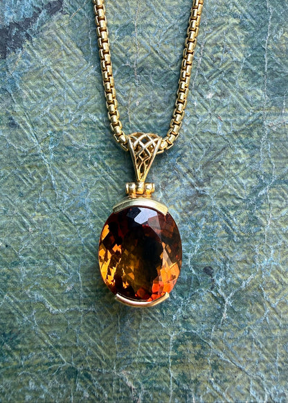 Orange Scapolite Vibrational Gemstone Pendant