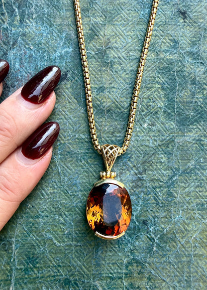Orange Scapolite Vibrational Gemstone Pendant
