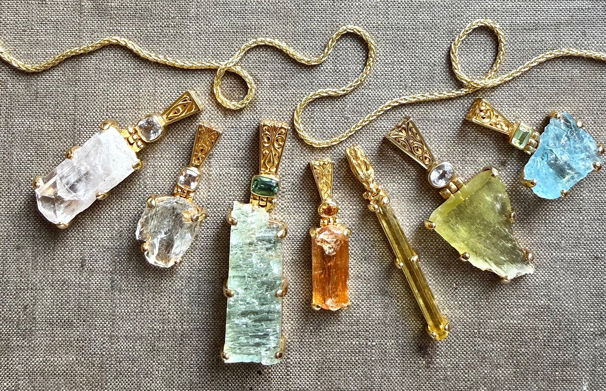 Kate King raw gemstone pendants