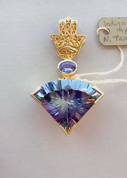 Indigo Warrior Mystic Quartz + Tanzanite Vibrational Gemstone Pendant