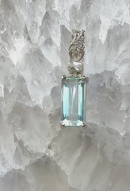 Seafoam Obsidian + Phenkite Vibrational Gemstone Pendant