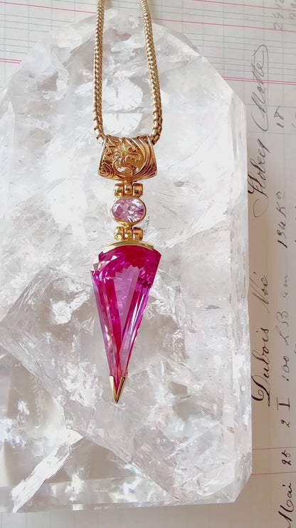 Shasta Pink Sapphire + Pink Sapphire Fine Vibrational Gemstone Pendant
