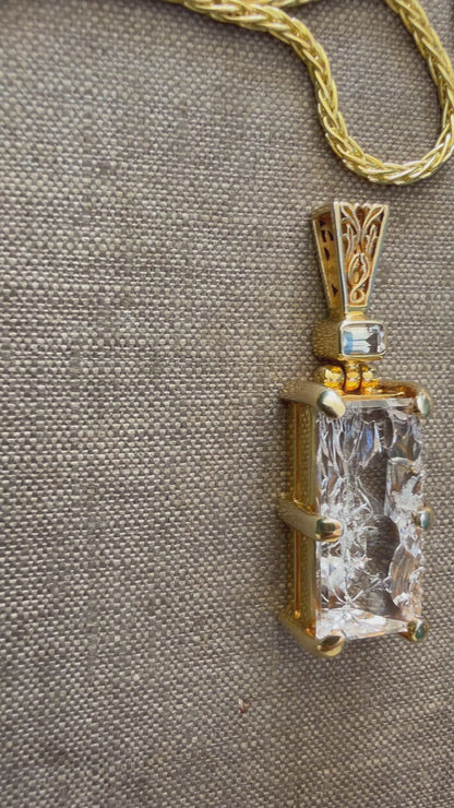 Angelic Reflections Clear Quartz + Phenakite Vibrational Gemstone  Pendant