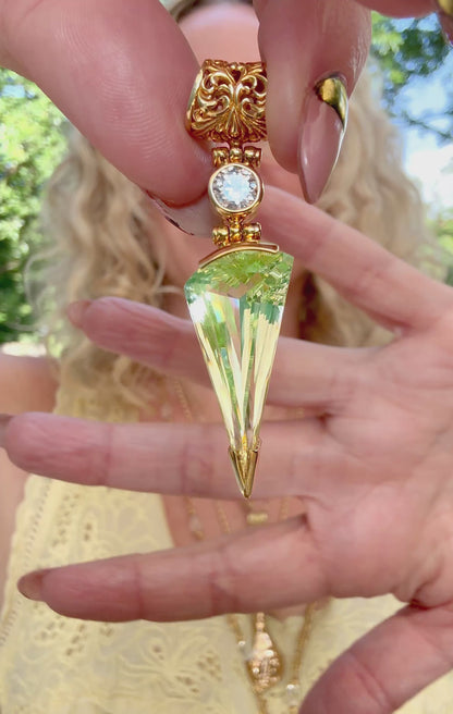 Mint Green Spinel + Moissanite Vibrational Gemstone Pendant
