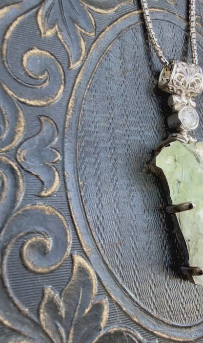 Raw Aquamarine + Moissanite Vibrational Gemstone Pendant