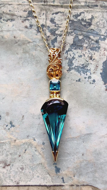 Blue Green Spinel Fine Vibrational Gemstone Pendant